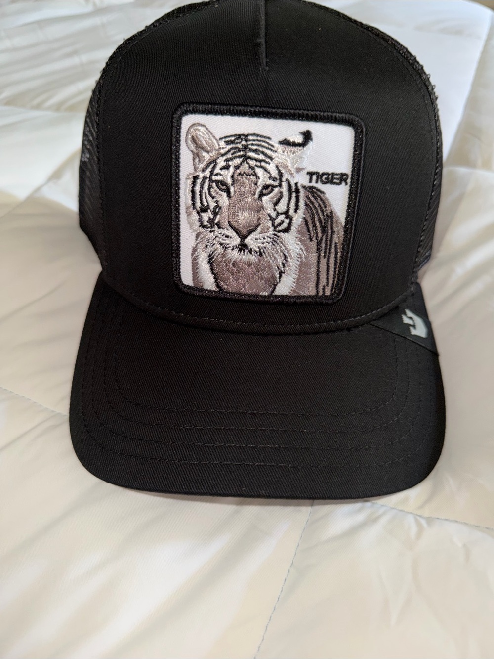Goorin Bros Black Trucker Cap with Tiger Patch